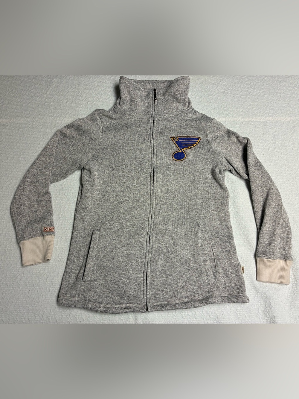 CCM St Louis Blues Gray Fleece Full Zip Womens Jacket Sweatshirt Sz Large NHL